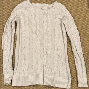LOFT Women's Ivory Cable Knit Sweater